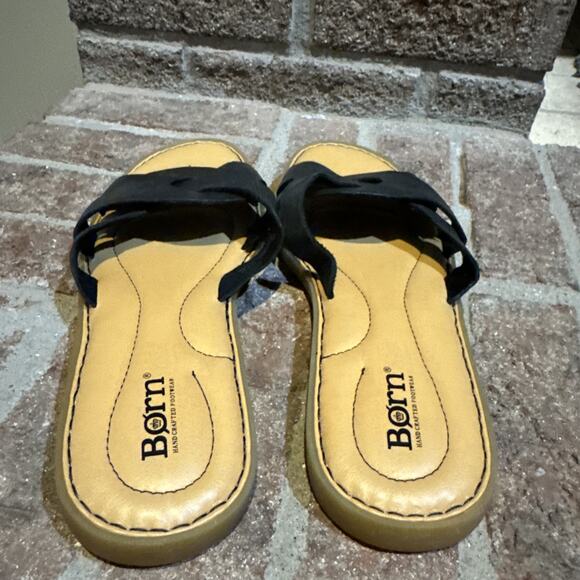 Born Kasia Slide Womens Size 9 Shoes Black Leather Slip On Casual Flat Sandals - Picture 15 of 15